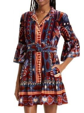 NWT FARM Rio Nature Beauty Velvet Mini Dress // Size L